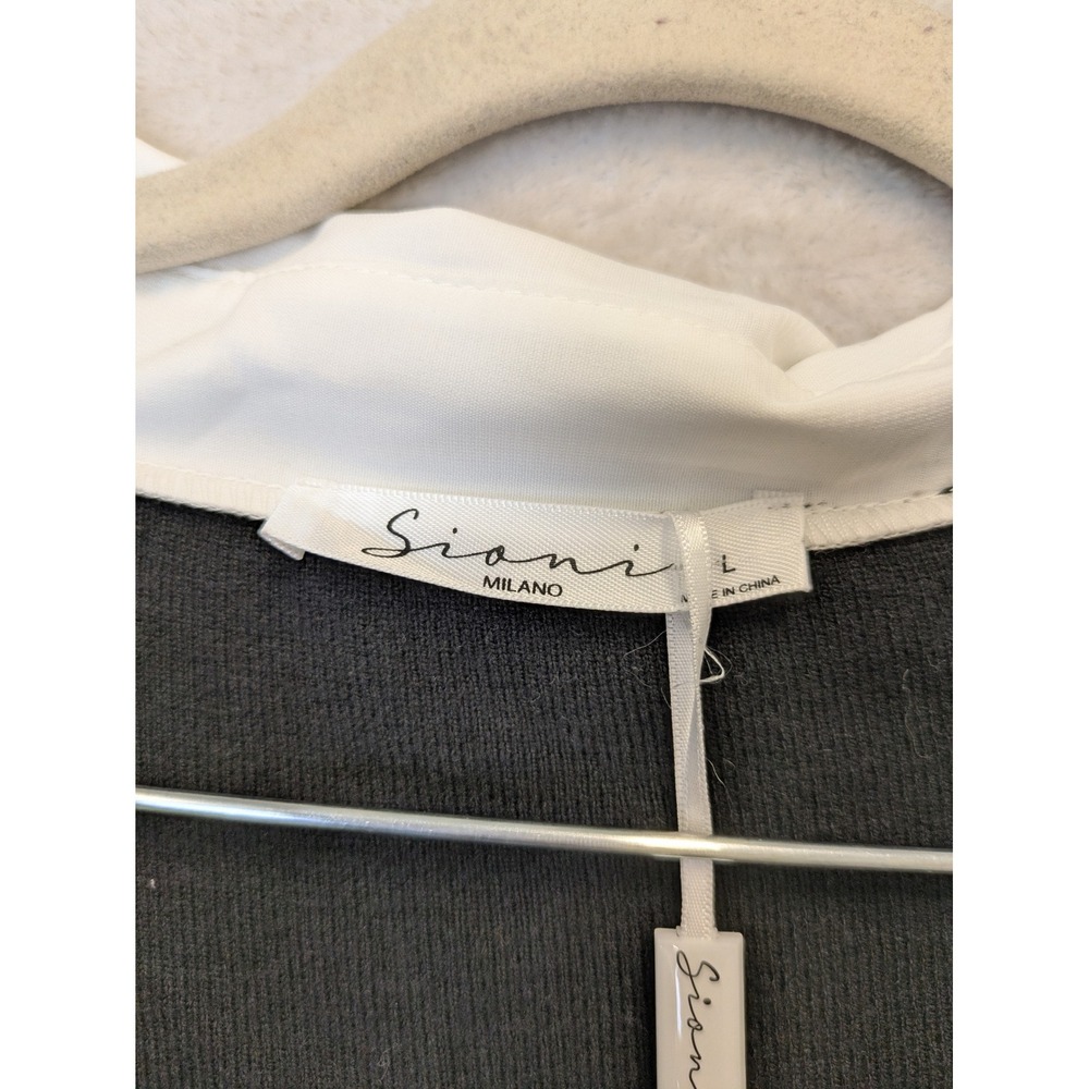 NEW Sioni Cardigan Sweater Women's L Black White Rhinestone - Picture 9 of 13